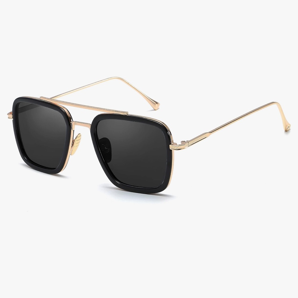 New In Box SHEEN KELLY Square Pilot Sunglasses Vintage Rectangular Metal Frame